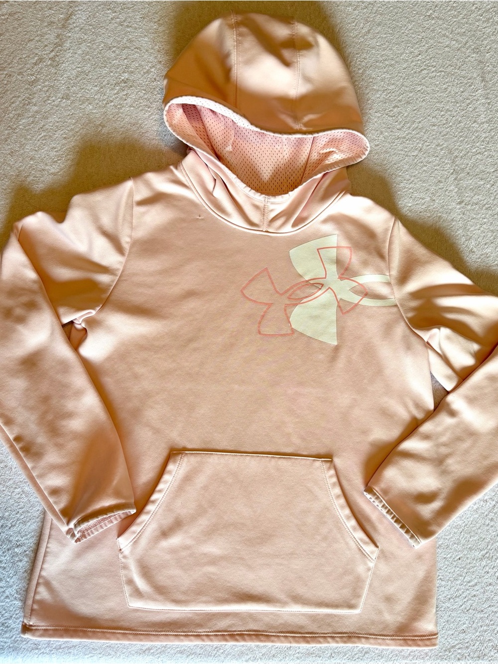 Under Armour Girls Light Pink Hooded Pullover Sweatshirt